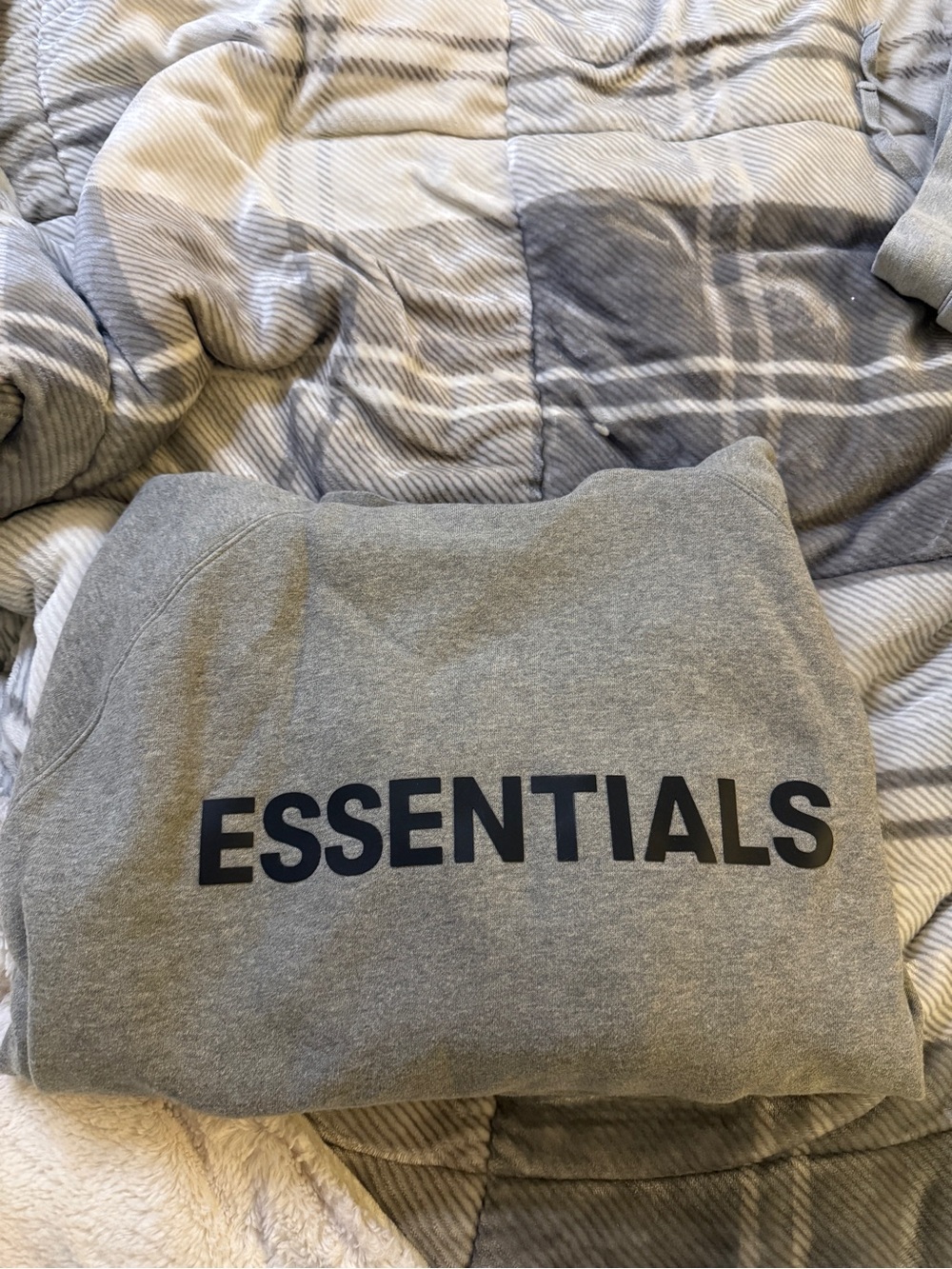 Essentials Men's Grey Crewneck Sweatshirt with Black Logo